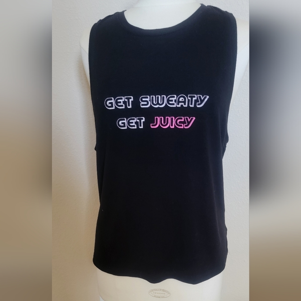 JUICY COUTURE BLACK TANK - GET SWEATY GET JUICY (sz - lg)